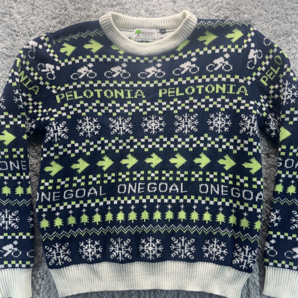 Pelotonia Roody Originals Sweater Medium Ugly Christmas Cycling Bike One Goal